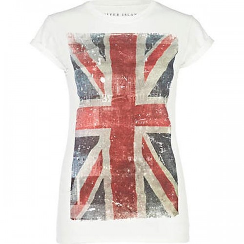 T-shirt  z flagą Wielkiej Brytanii, River Island 