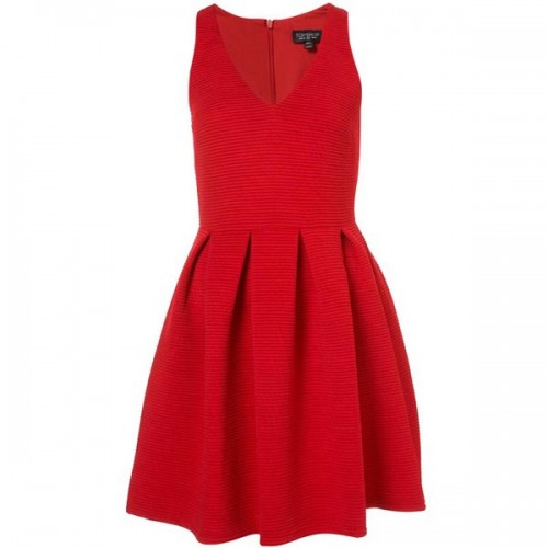 CZerwona, rozkloszowana sukienka - Topshop