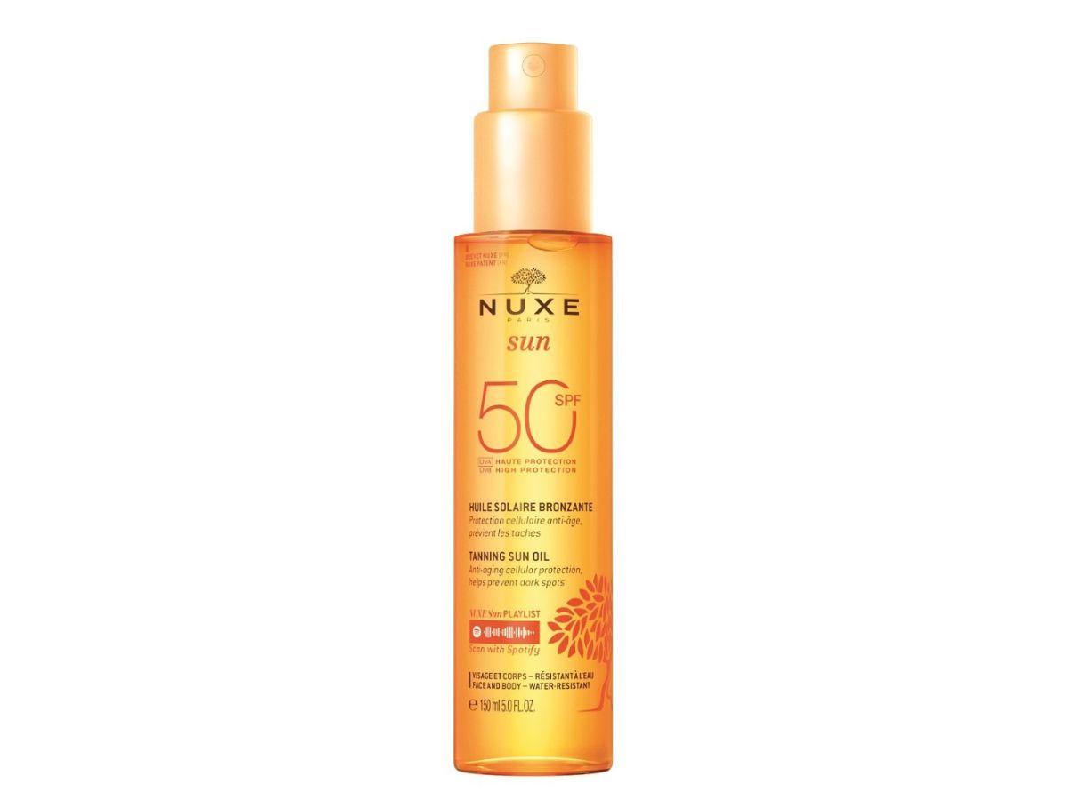 Brązujący olejek do opalania twarzy i ciała SPF 50, Nuxe Sun