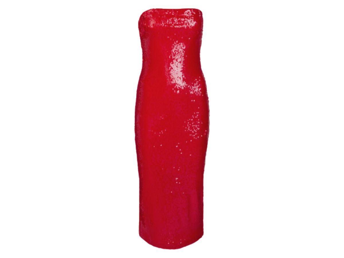 Cekinowa czerwona sukienka na andrzejki 2023, Gina Tricot