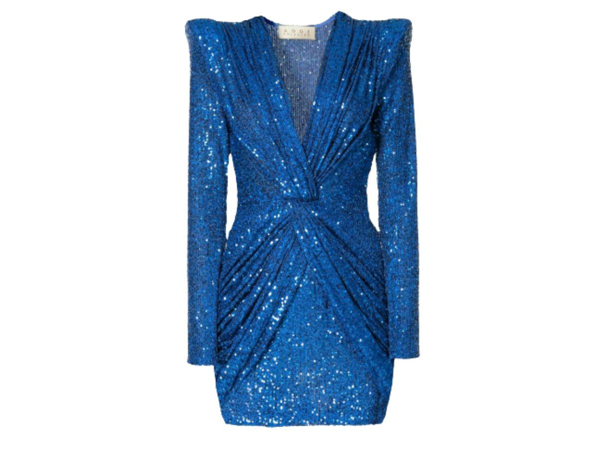 Cekinowa niebieska sukienka na andrzejki 2023, AGGI