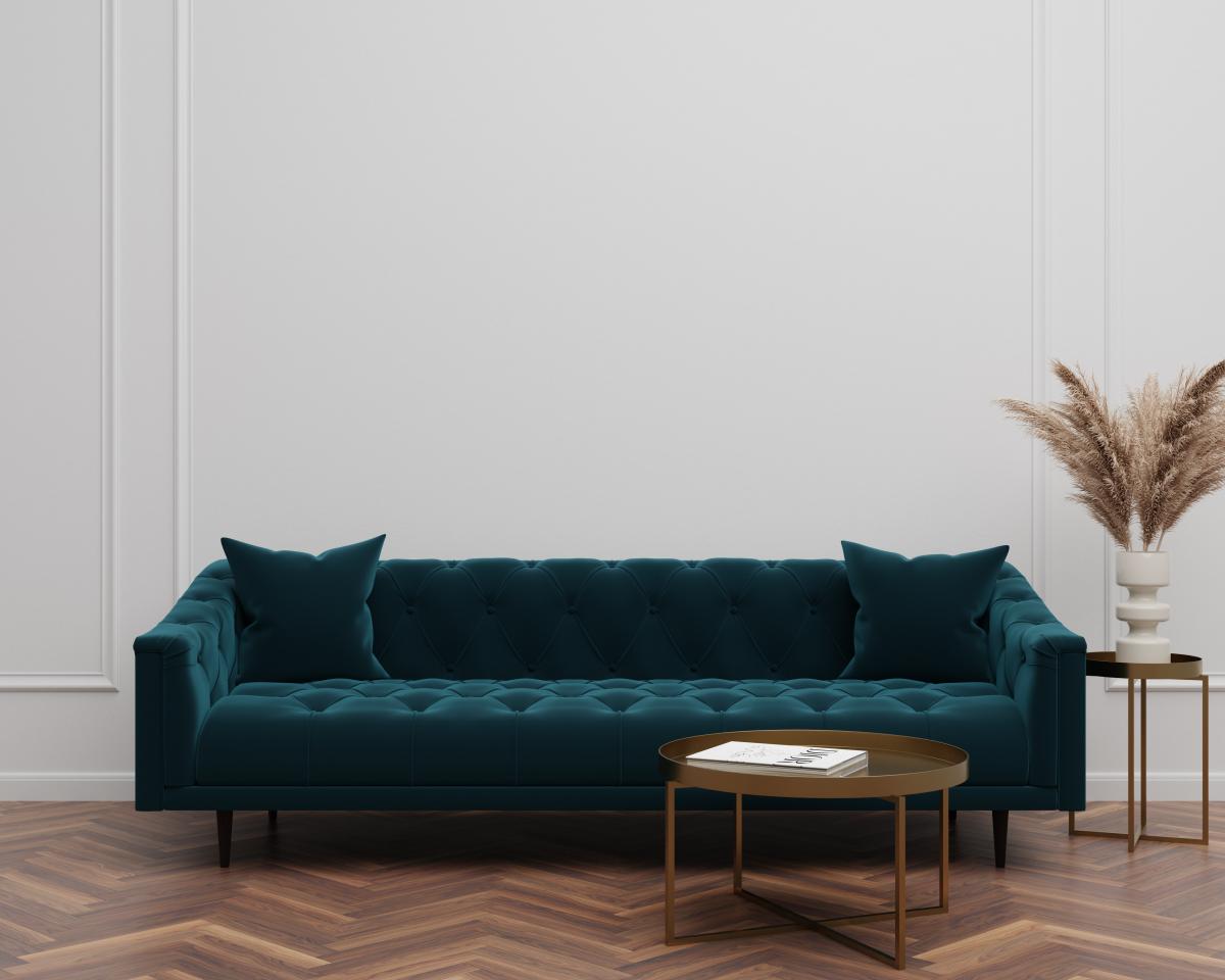 ciemnozielona sofa