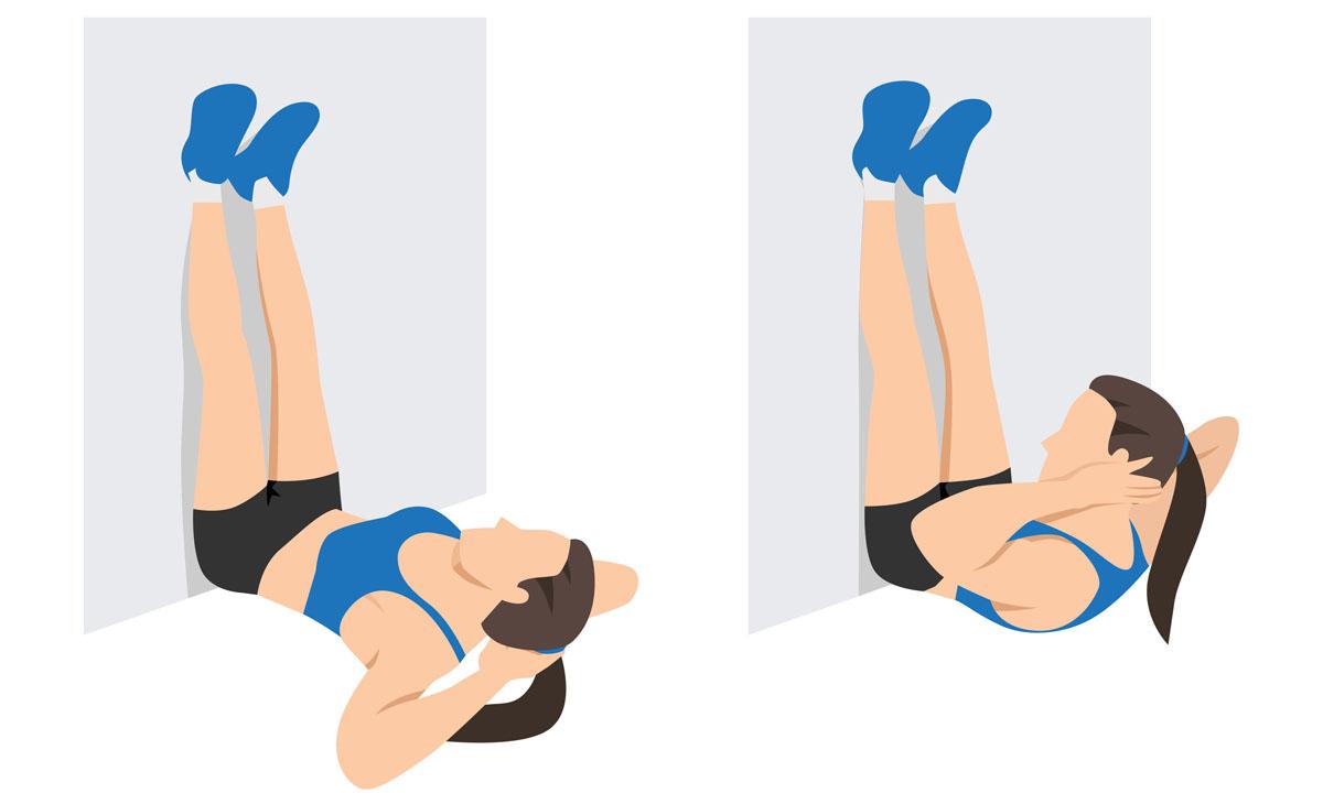 ćwiczenia na brzuch przy ścianie: brzuszki
