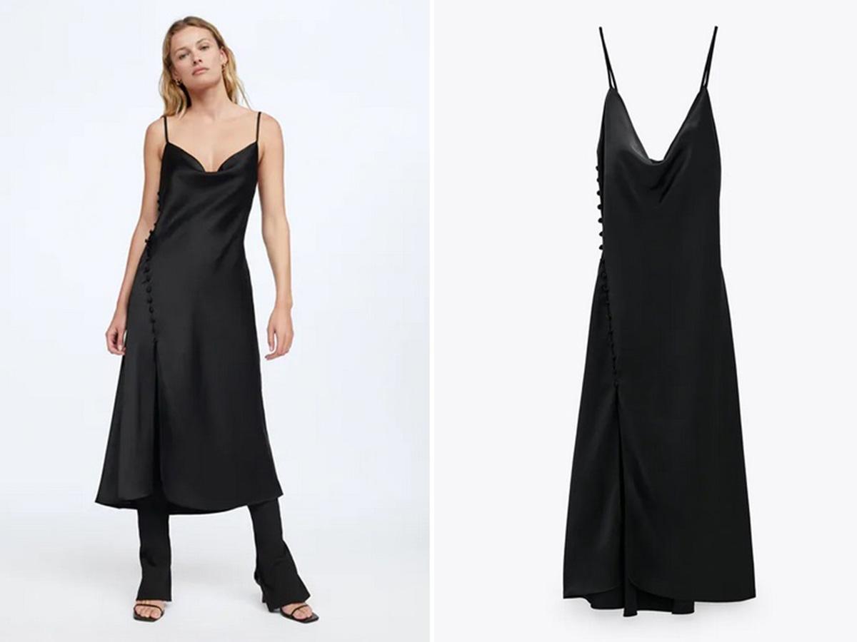 czarna bieliźniana sukienka Zara