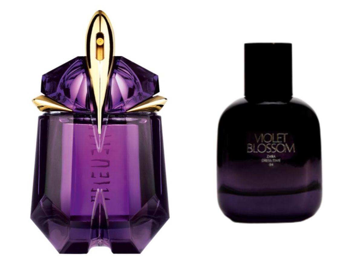 Dobre odpowiedniki drogich perfum: woda perfumowana Alien Thierry Mugler i woda perfumowana Violet Blossom ZARA