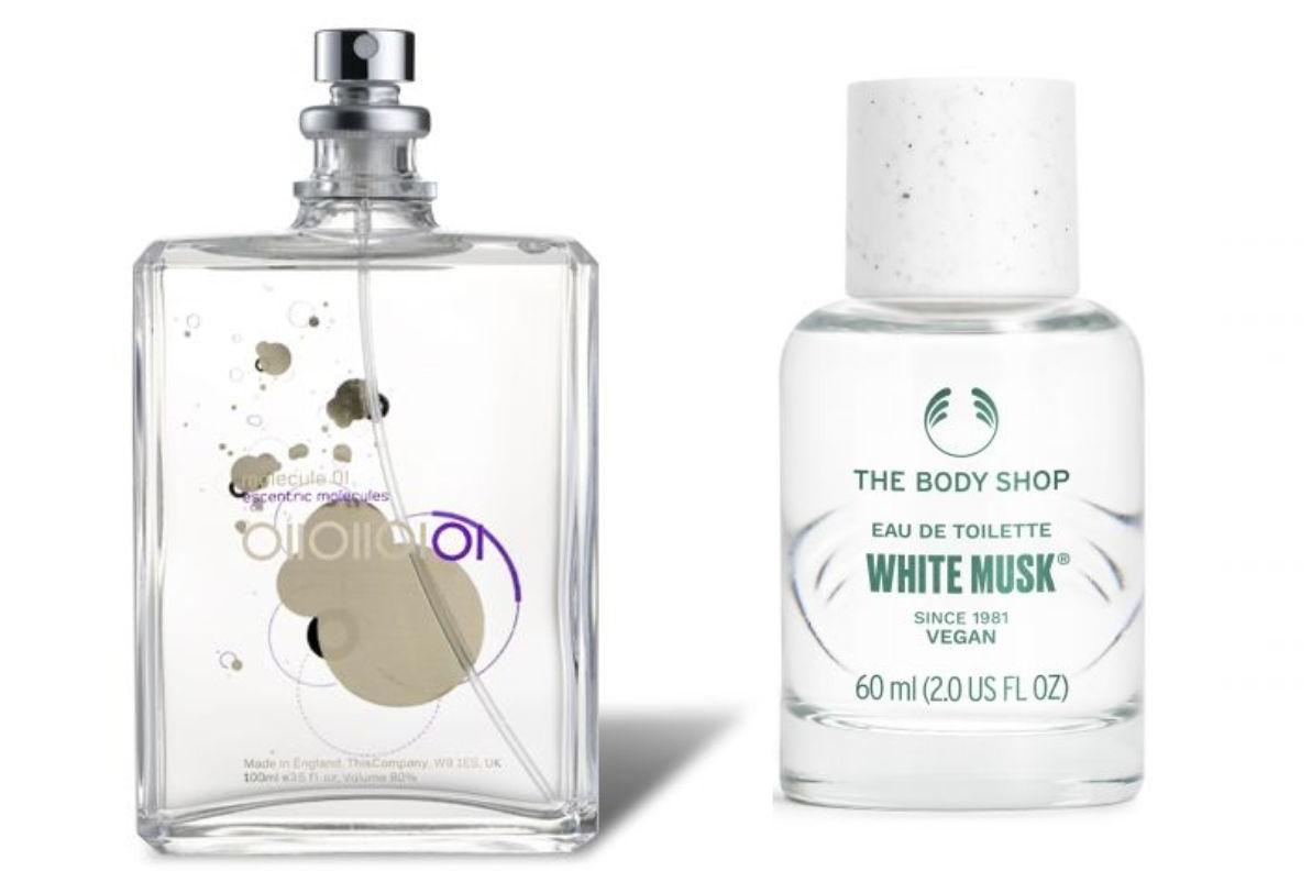 Dobre odpowiedniki drogich perfum: Woda toaletowa White Musk The Body Shop i Escentric Molecules Molecule 01