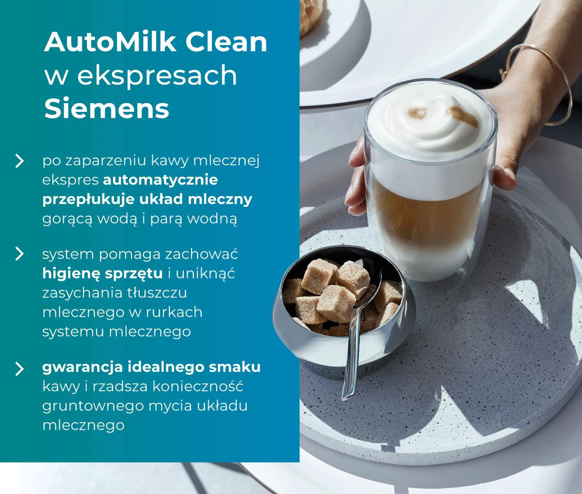 AutoMilk Clean w ekspresach Siemens - infografika