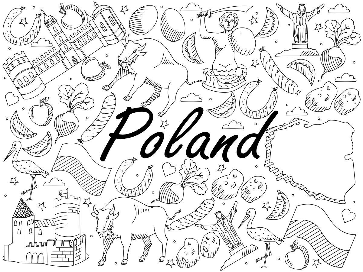kolorowanka na 11 listopada - symbole Polski