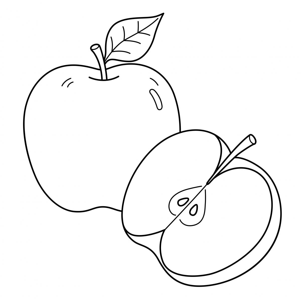 kontur jabłka do pokolorowania