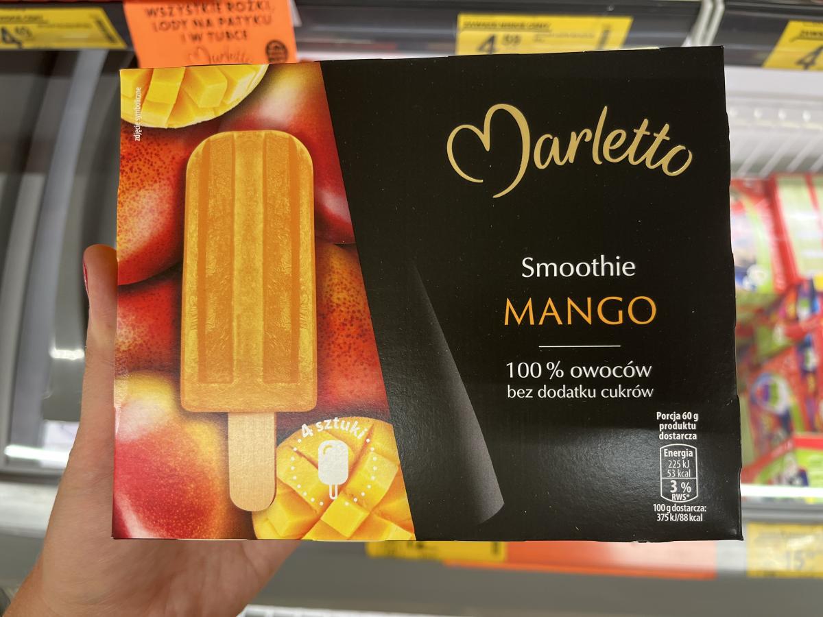lody poniżej 100 kcal: smoothie mango