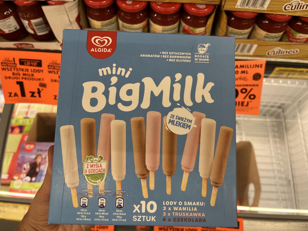 lody poniżej 100 kcal: mini big milk