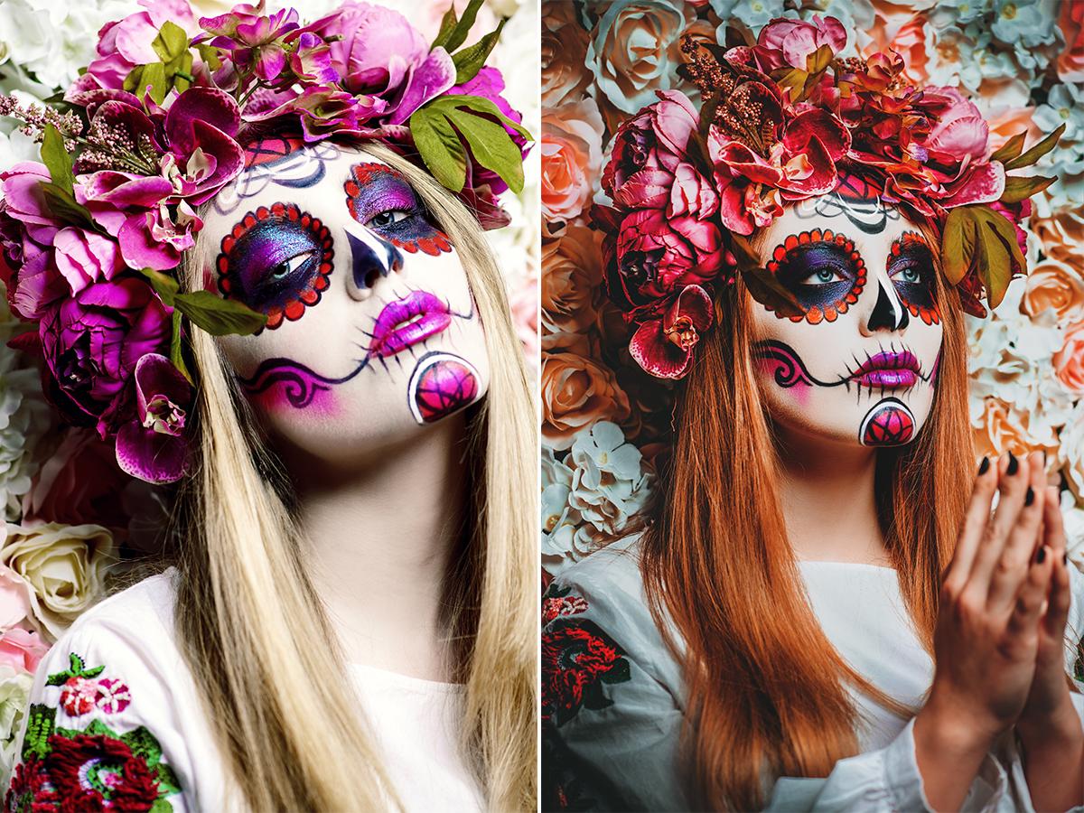 Makijaż na Halloween czaszka z Meksyku