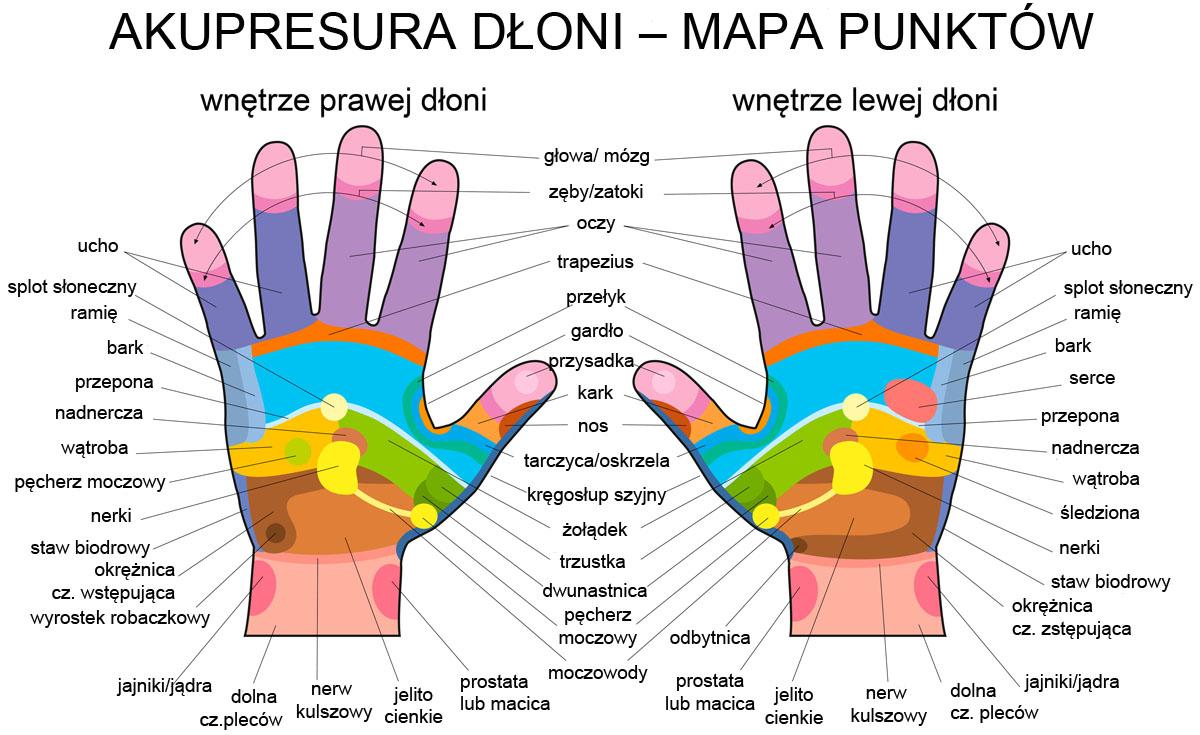 Akupresura dłoni – mapa punktów