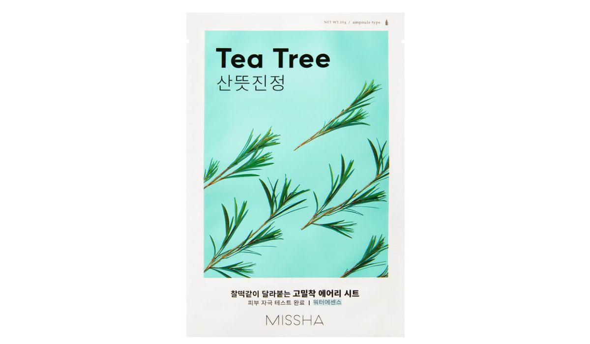 Maseczki oczyszczające do 20 zł: Maseczka oczyszczająco-łagodząco w płachcie z ekstraktem z drzewa herbacianego, Missha
