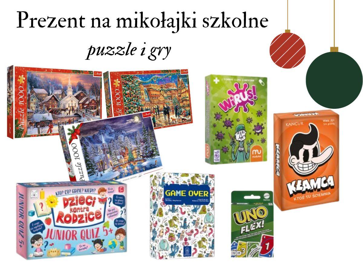 prezenty na mikołajki dla dzieci w szkole - puzzle i gry