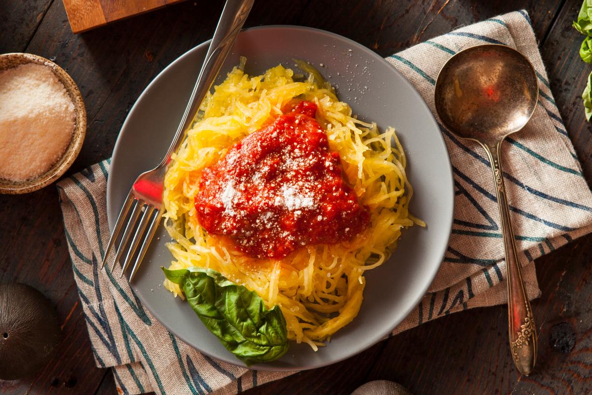 spaghetti z dyni z sosem