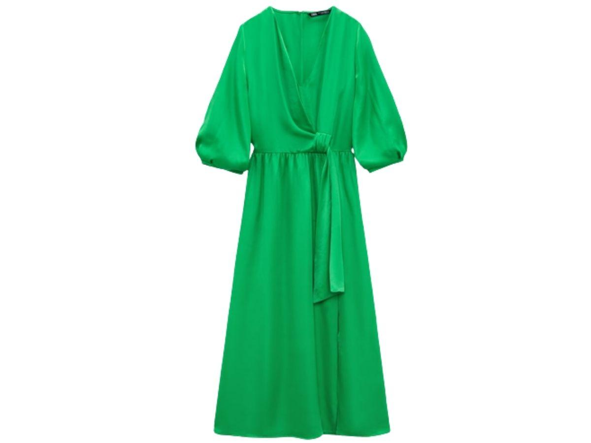 Sukienki na komunię dla chrzestnej - zielona sukienka ZARA