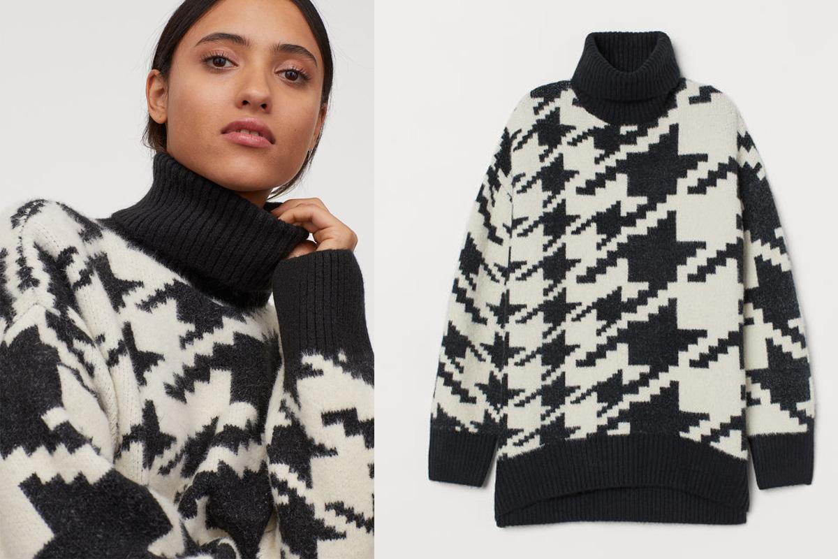 sweter w pepitkę z H&M
