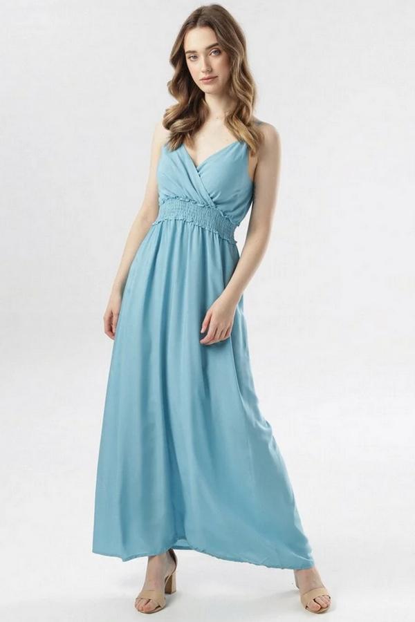 wyprzedaże 2020 - niebieska maxi sukienka na wesele