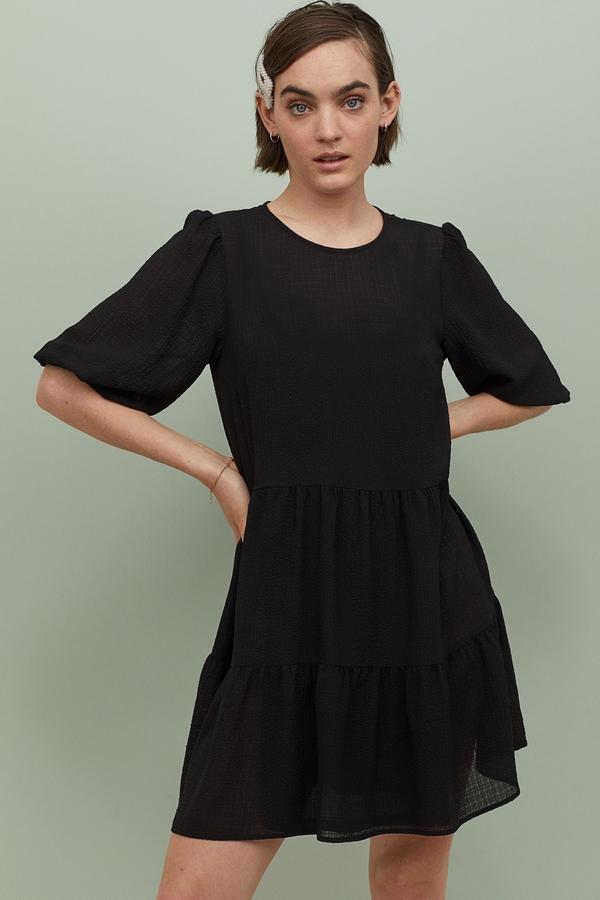 czarna sukienka baby doll z H&M