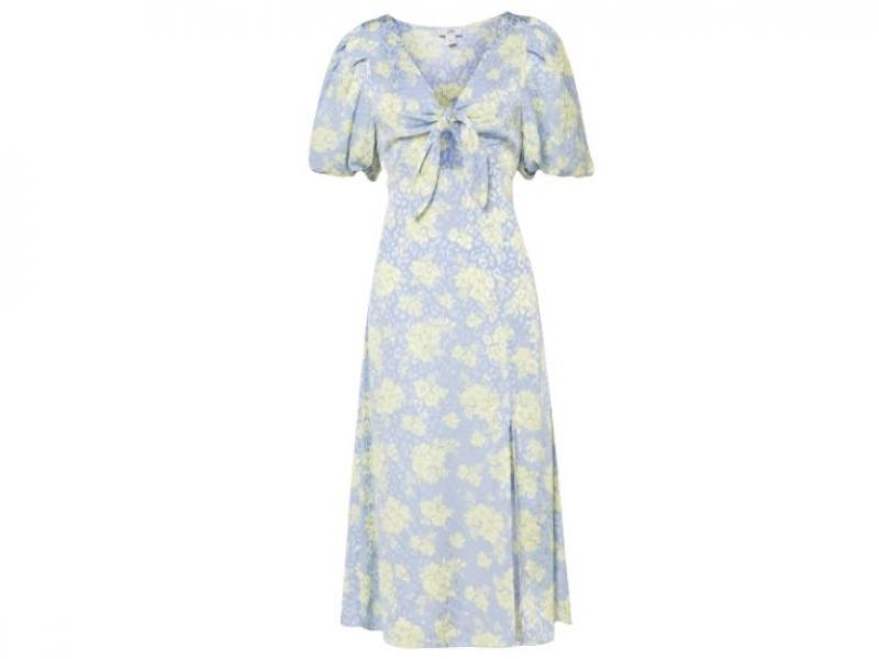 Modne sukienki wiosna lato 2022 - niebieska sukienka w kwiaty River Island