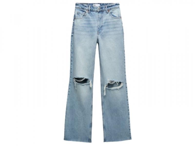 Wide leg jeans - szerokie jeansy z przetarciami Zara