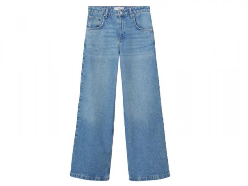 Wide leg jeans - szerokie, niebieskie jeansy Mango