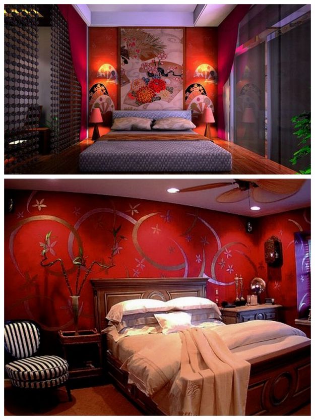 sypialnia w kolorze czerwieni